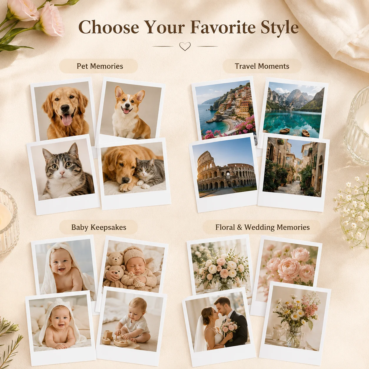 Custom Photo Cards Personalized Picture Prints Premium Cardstock Memory Photos Gift Decoration Scrapbook Wall Display Decor