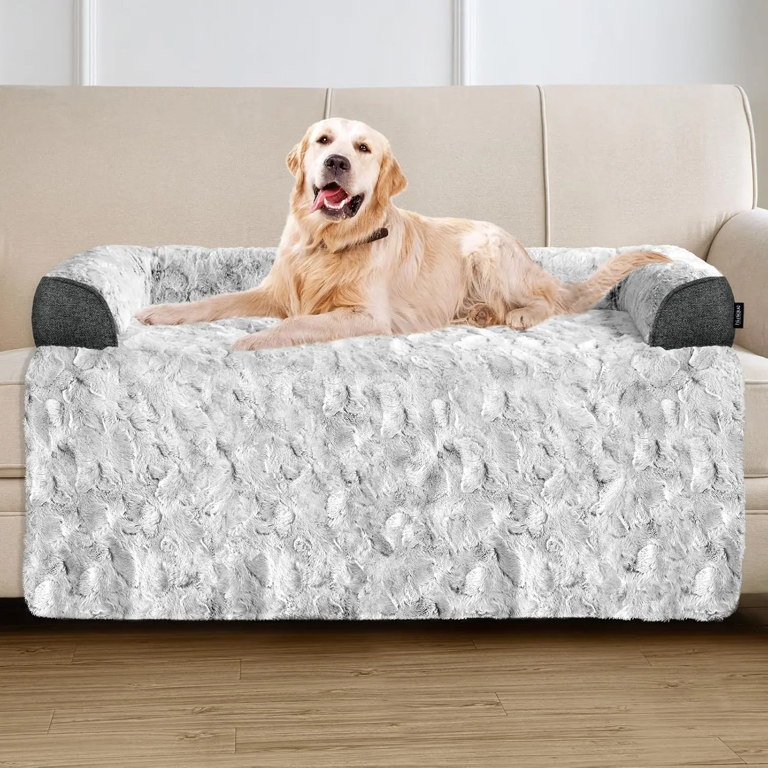 

Extra Large Dog Bed for Couch, 45x37 Inch Washable Sofa Mat with Non-Slip Base and Memory Foam - Grey