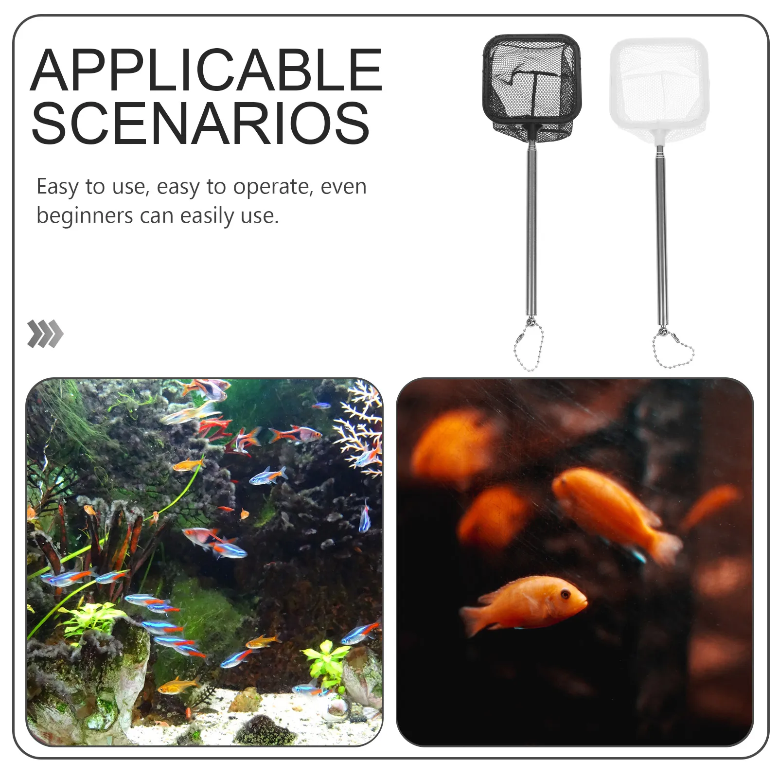 

2Pcs Reusable Fishing Mesh Net Compact Telescopic Design for Fish Capture Carp Trout Guppies Shrimp Pond Aquarium Turtle Tank