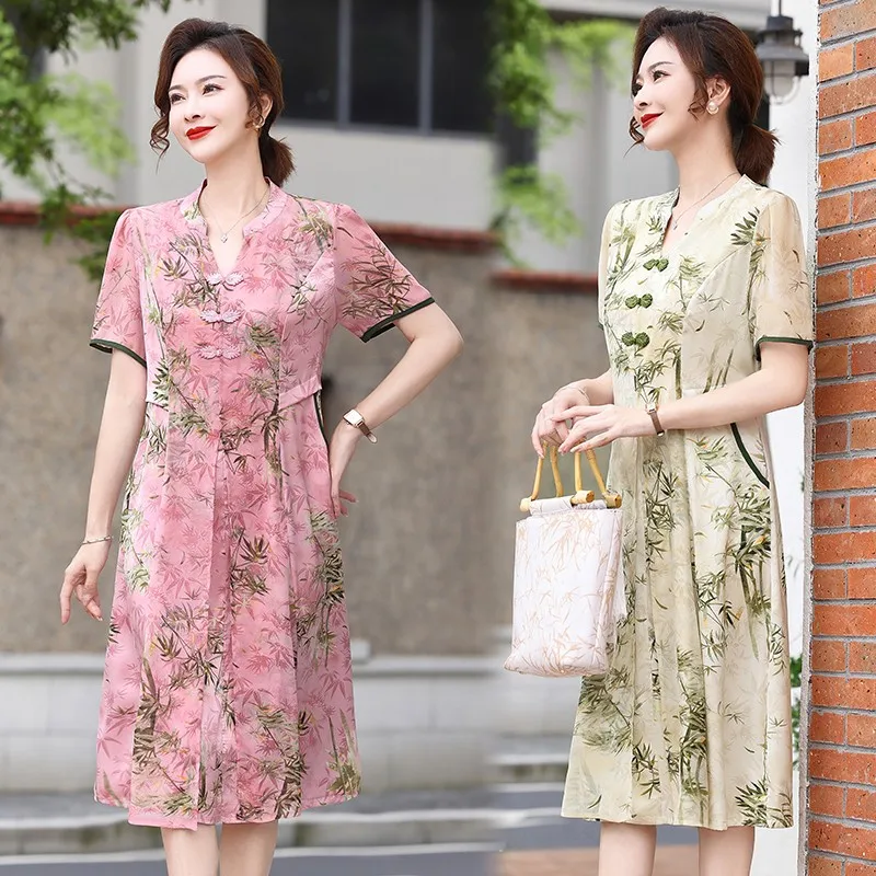 

Women Short sleeved Dress summer Casual Maxi Chiffon Chic Elegant Party Floral Bodycon Fashion Vintage Bodycon Evening Vestid