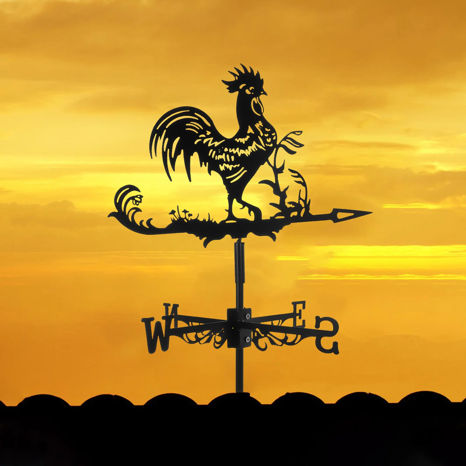 Rooster Wind Vane Rooftop Weather Vane Retro Metal Wind Direction Indicator Farm Scene Garden Art Decor Roof Garden