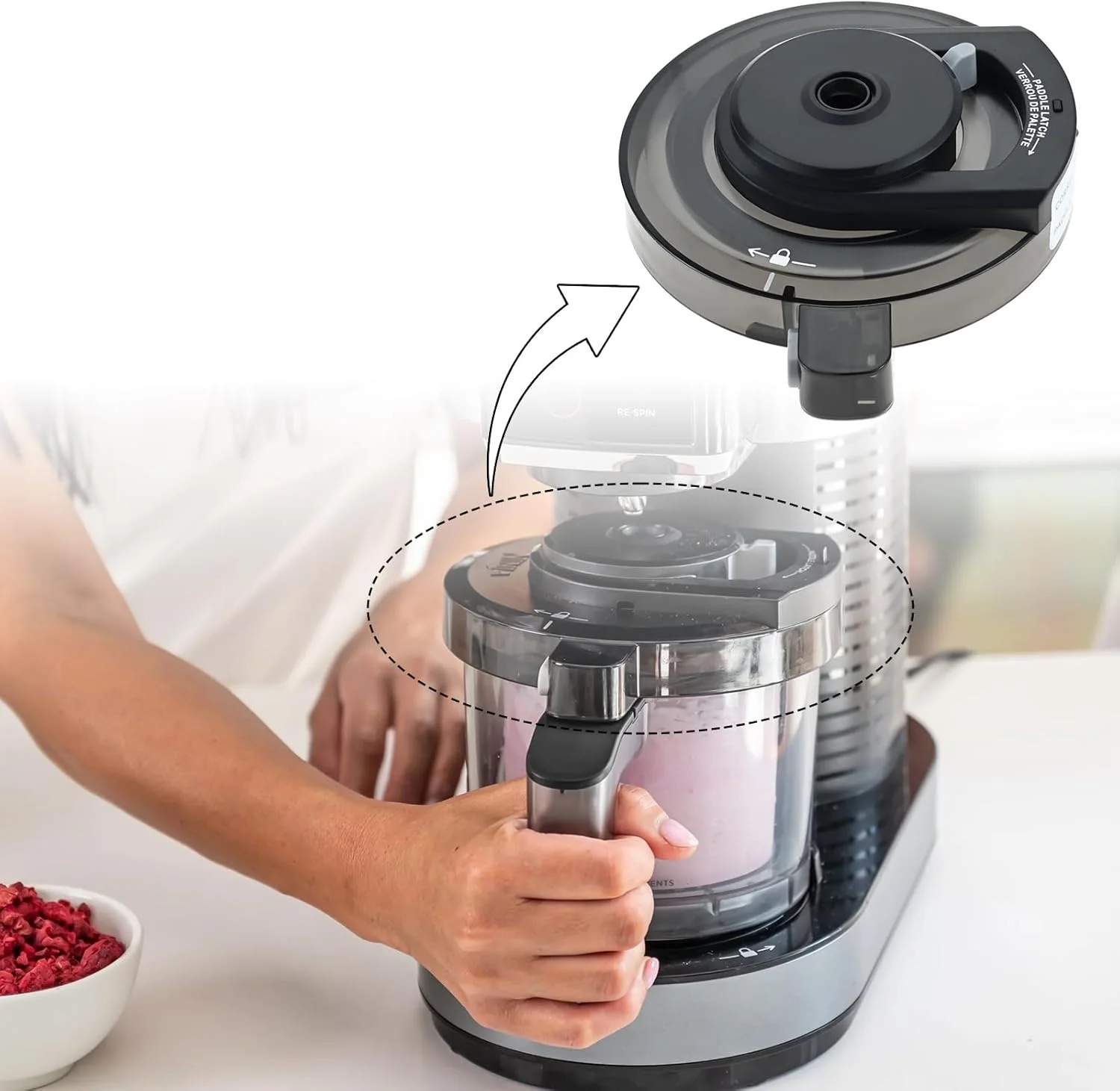 NC301 Ice Cream Maker Outer Bowl Lid Replacement for Ninja NC299AMZ NC300 NC201 NC101 Series(Not for NC500 series,NO Paddle)