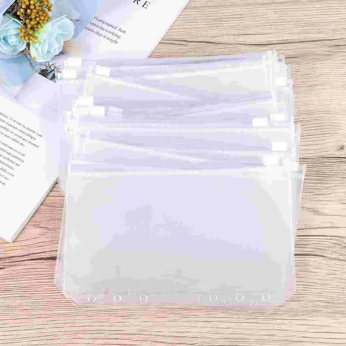 30 PCS Clear Cash Envelopes Document Bags with Zipper Travel Transparent File Binder Clips