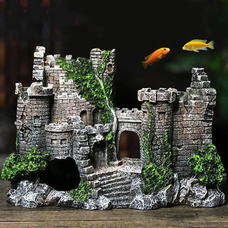 

Creative Castle Shape Fish Tank Ornaments Decoration Landscaping Resin Rockery Aquarium Resin Rockery Home Craft Ornaments D9262