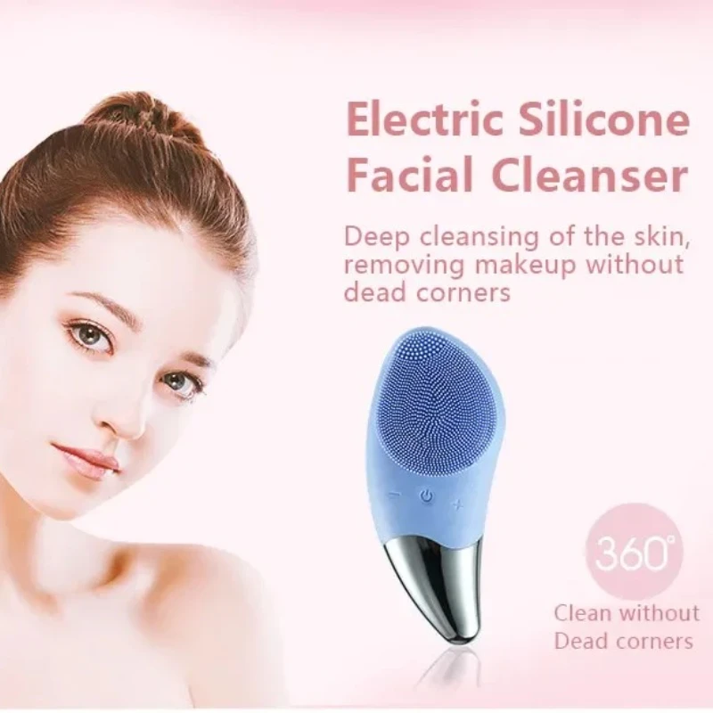 Rechargeable Ultrasonic Mini Electric Face Cleanser Soft Waterproof Silicone Brush Facial Massage Tool for Deep Pore Cleaning
