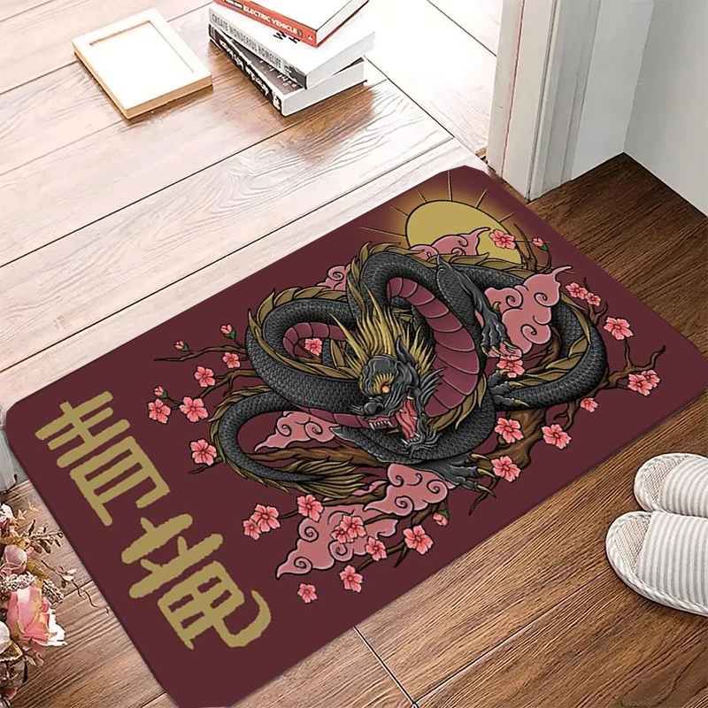 Japanese Dragon Mat Home Indoor Welcome Cartoon Design Doormat Non-slip Anti-wrinkle Entrance Floor Carpet  Bathroom Bedroom Rug