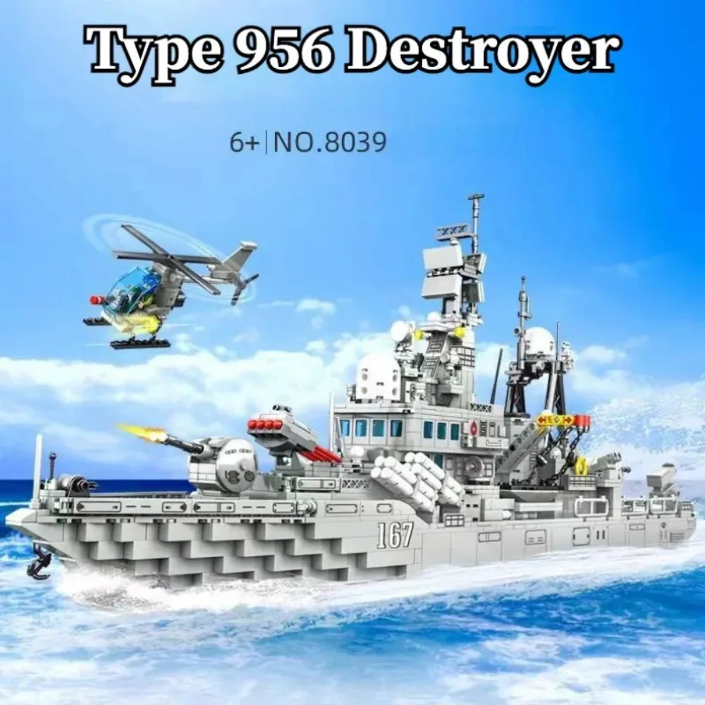 1716Pcs NAVY Military Building Blocks 80cm Aircraft Cruiser Destroyer Chaser Warship Bricks Toy for Kid Boy Gift