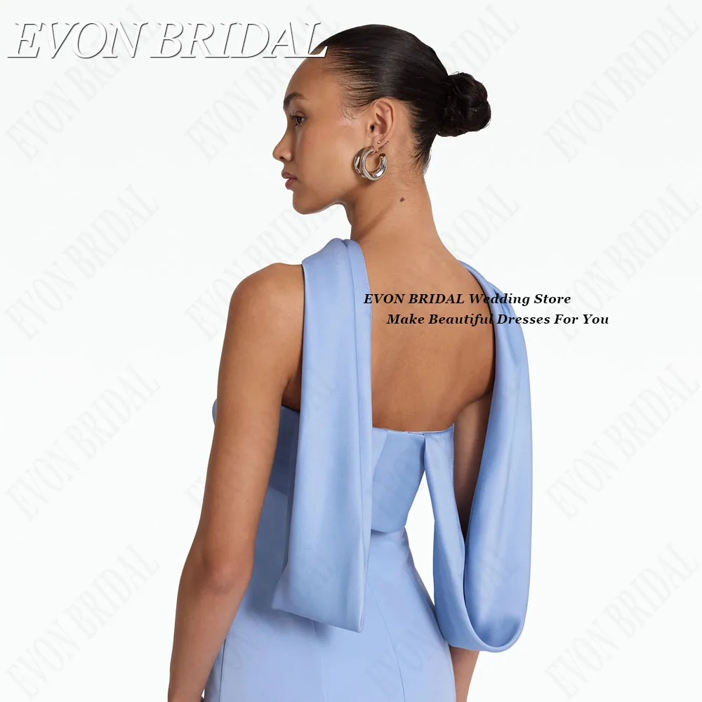 EVON BRIDAL Sleeveless Celebrity Red Carpet Dresses Satin Strapless Sky Blue Evening Gown فساتين للمناسبات الخاصة Mermaid Custom