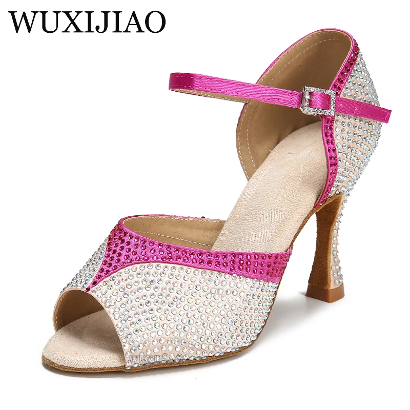 WUXIJIAO Fashion Colorful Latin Dance Shoes Women's New Dance Sandals Professional Soft Sole High Heel Tango Chacha Dance Shoes