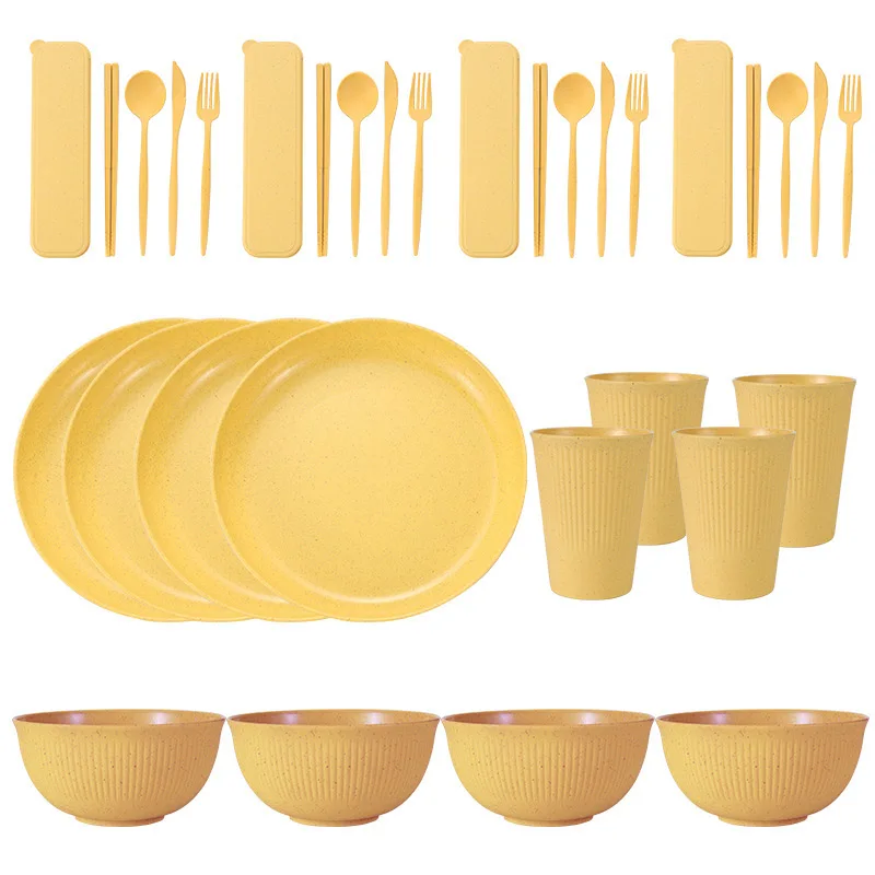 36-Piece Wheat Straw Dinnerware Set 9