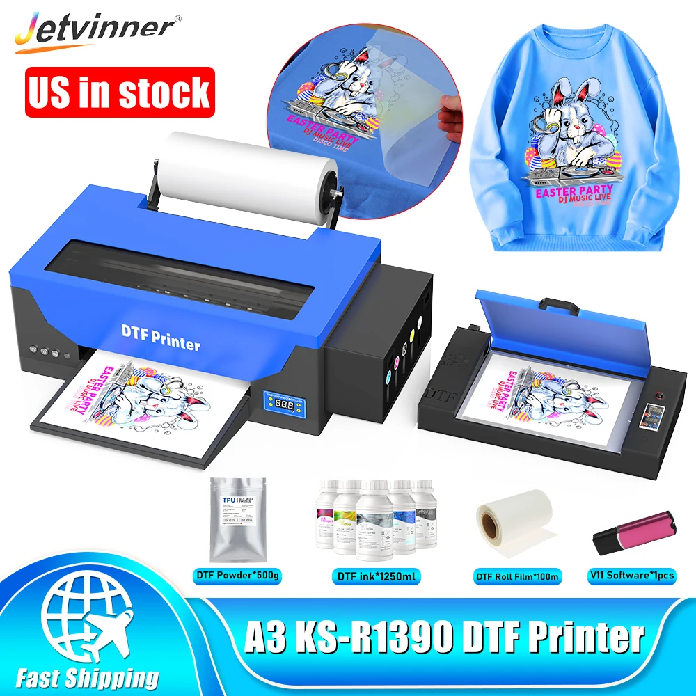 A3 DTF Printer For Epson R1390 T shirt Printing Machine Direct to Film Transfer Printer with Roll Feeder For Fabric Impresora a3