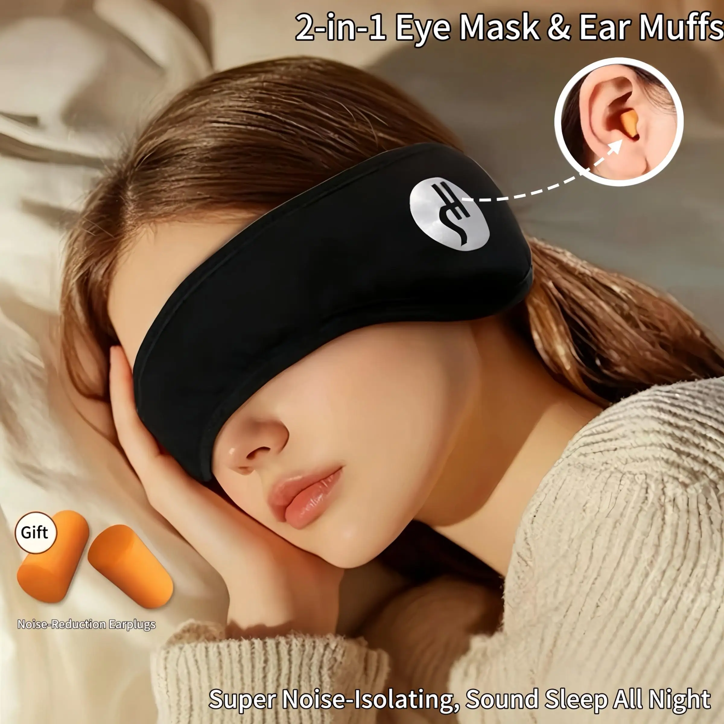 2-in-1 sleep earplugs and adjustable eye mask, noise-reducing travel nap earmuffs, enjoy better sleep anytime
