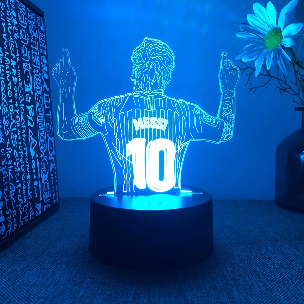 Footballer 3D Night Light Touch Control 7 Colours Auto Gradient Kids Night Light Outdoor Decoration Christmas Gift for Kids