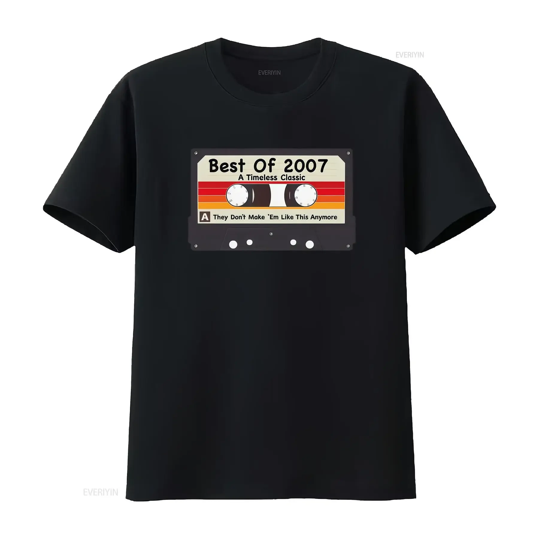 Mens 18th Birthday T Shirt Best Of 2007 Retro Cassette Tape Music 18 Year Old Timeless Classic Design vintage Washed Unisex