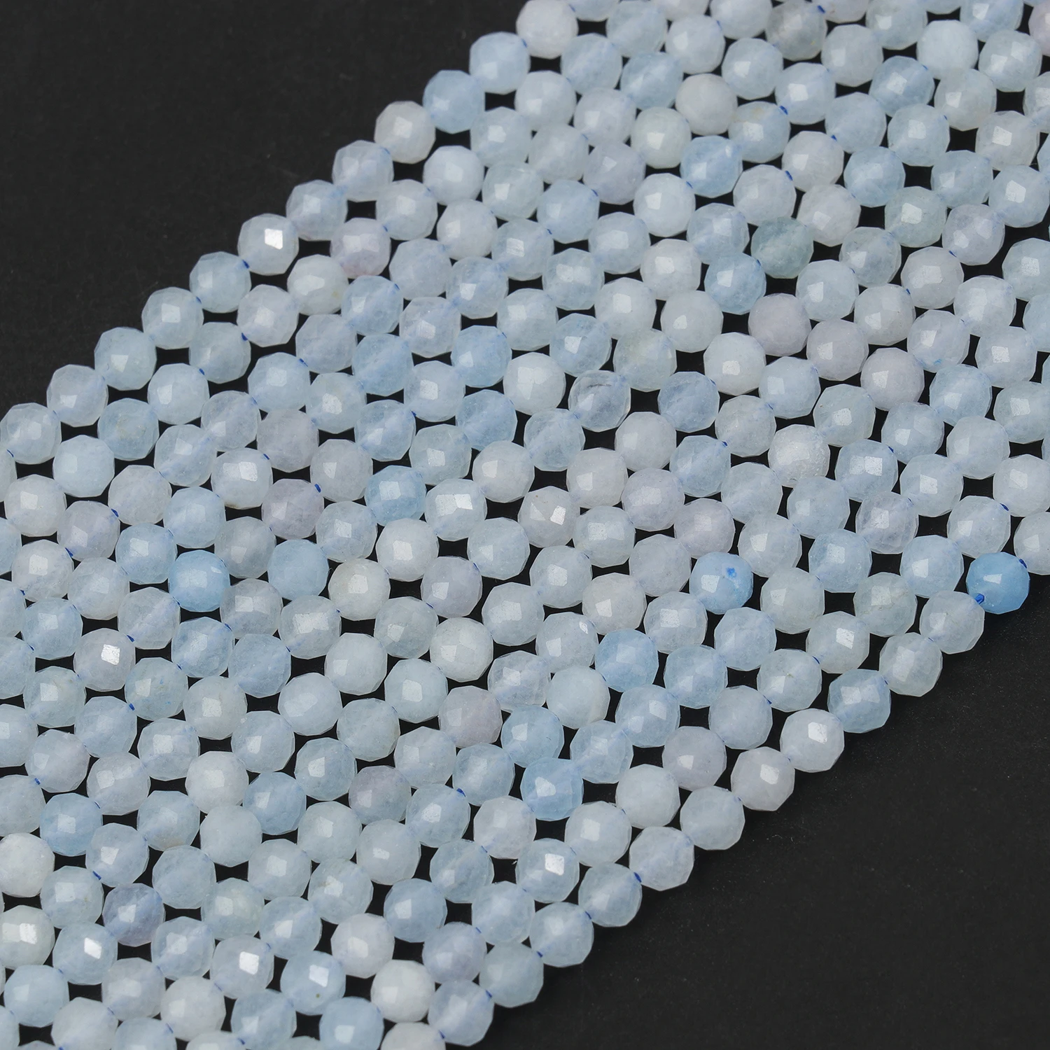 Großhandel Facettierte 2 3 4mm Naturstein Blaue Aquamarin Perlen Runde Kleine Lose Perlen für Schmuckherstellung DIY Armbänder Halsketten – Detail 3