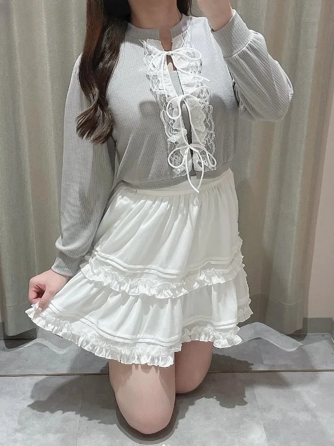 

Fashion Autumn New Lace Tie Cardigan Coat Long Sleeve Jacket + Camisole Set Casual Wrap Coats for Women Japanese Style