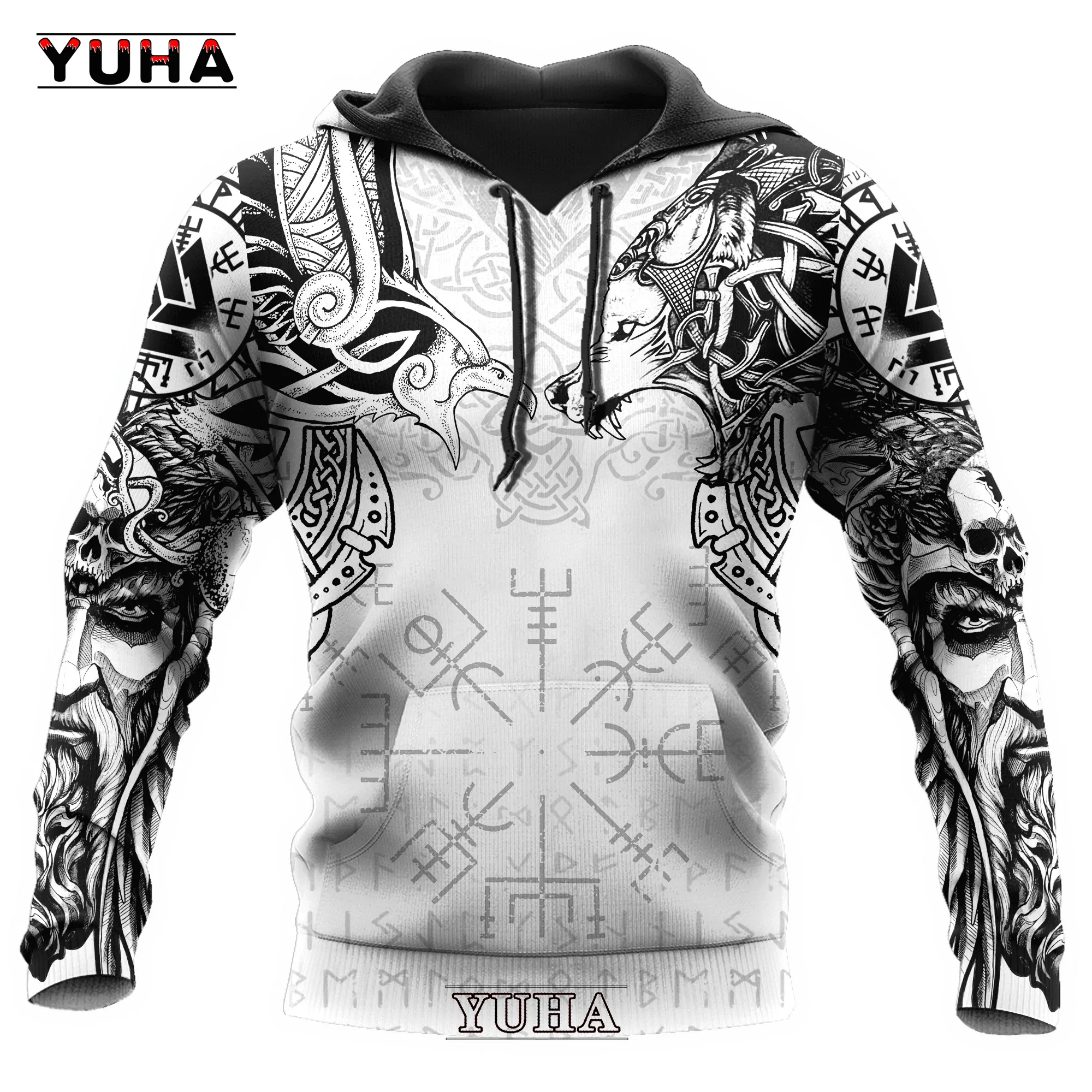 Men's Sweatshirts 3D Print Vikings Classic Wolf  Men's Hoodies Jacket Spring Autumn Fashion Pullovers Hip Hop Punk Oversized Clo