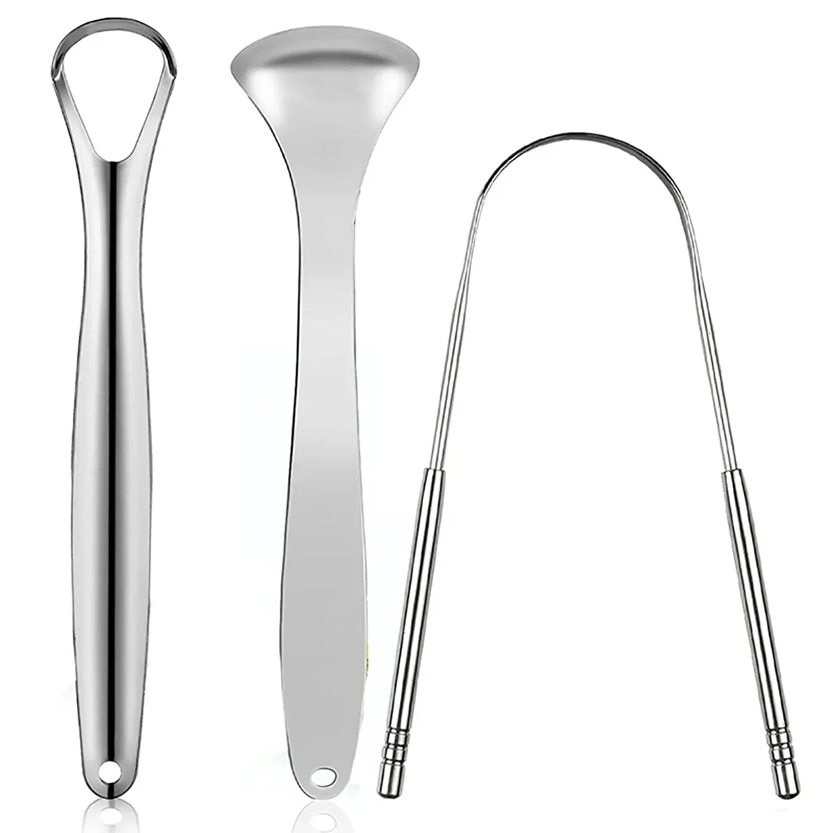 

Premium 3pcs Metal Tongue Scraper Cleaner for Adults & Kids, Portable Stainless Steel Tongue Scrapers Brushes for Removing