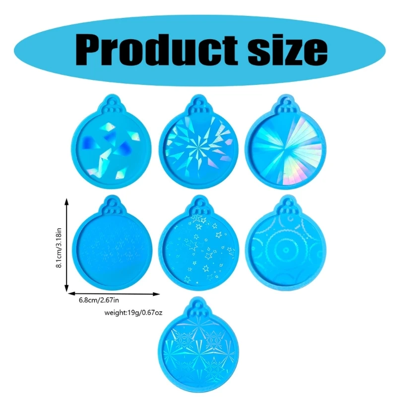 قوالب راتينج دائرية للعطلات مكونة من 7 قطع من السيليكون لإكسسوارات شجرة عيد الميلاد