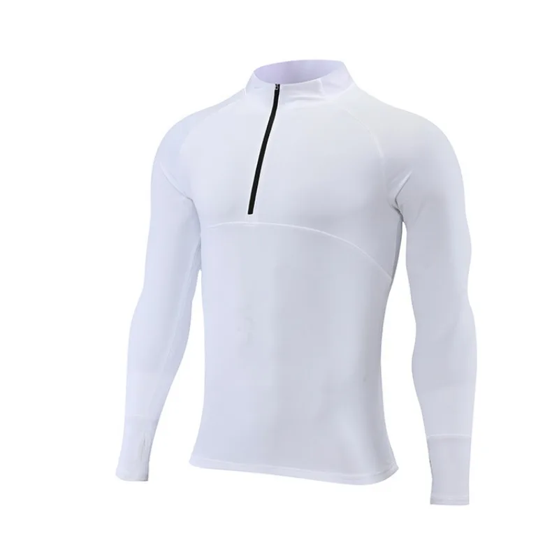 Fitness Long Sleeve T-shirt Quick-drying Running Half Zipper Slim Training Clothing Blusas Men T Shirt