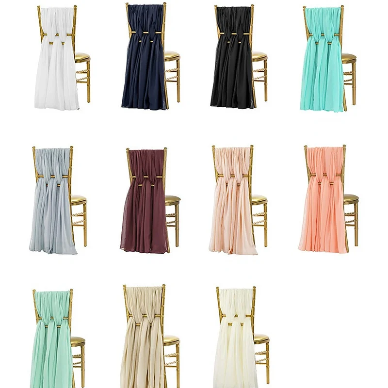 

Northern European Style 10Pcs/Lot Chiavari Chair Chiffon Sashes For Banquet Wedding Party Reception Engagement Chair Decorations