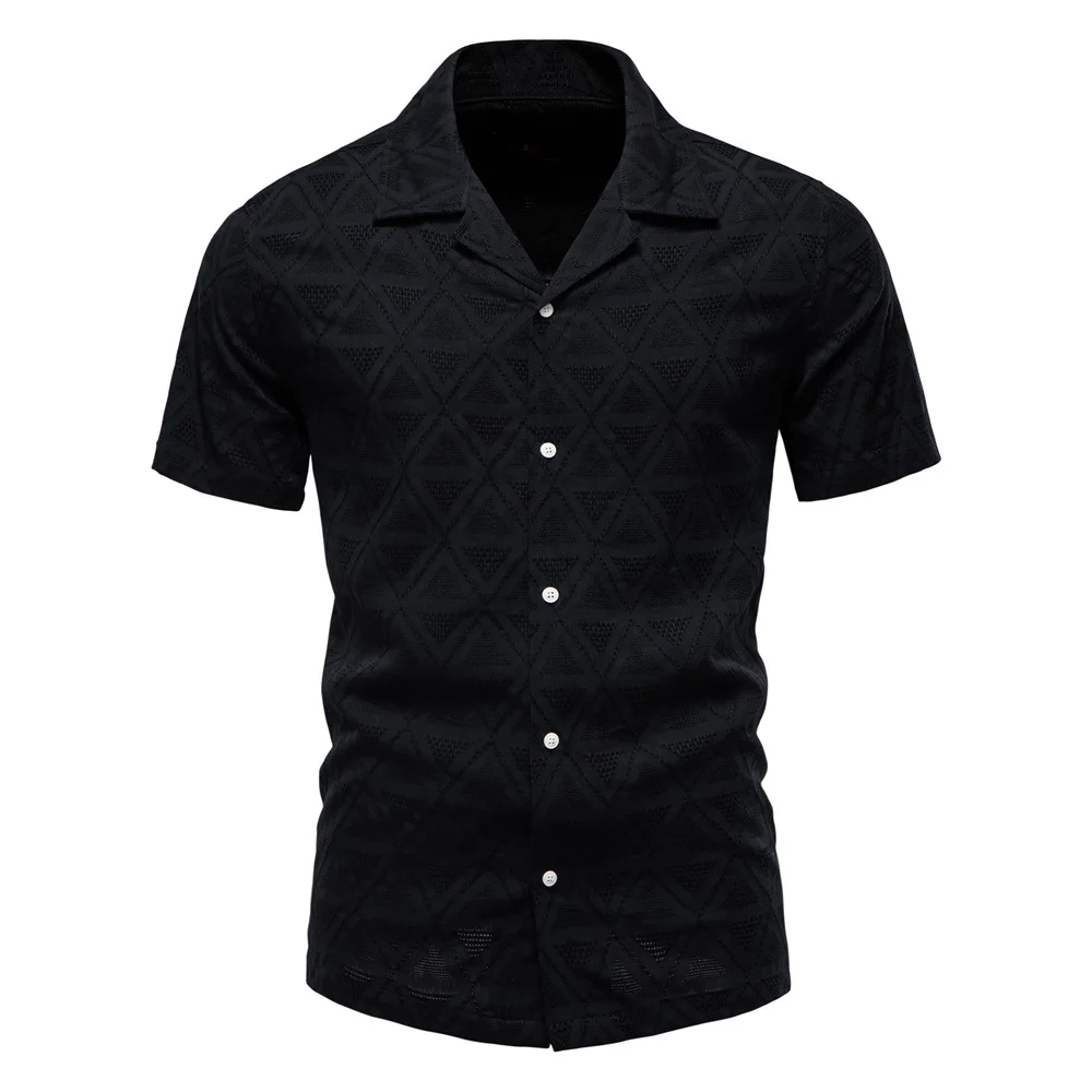 Summer 2025 Men's Plaid Casual Business Shirt Short-Sleeved Lapel Undershirt Versatile Stylish Checkered Top for Men
