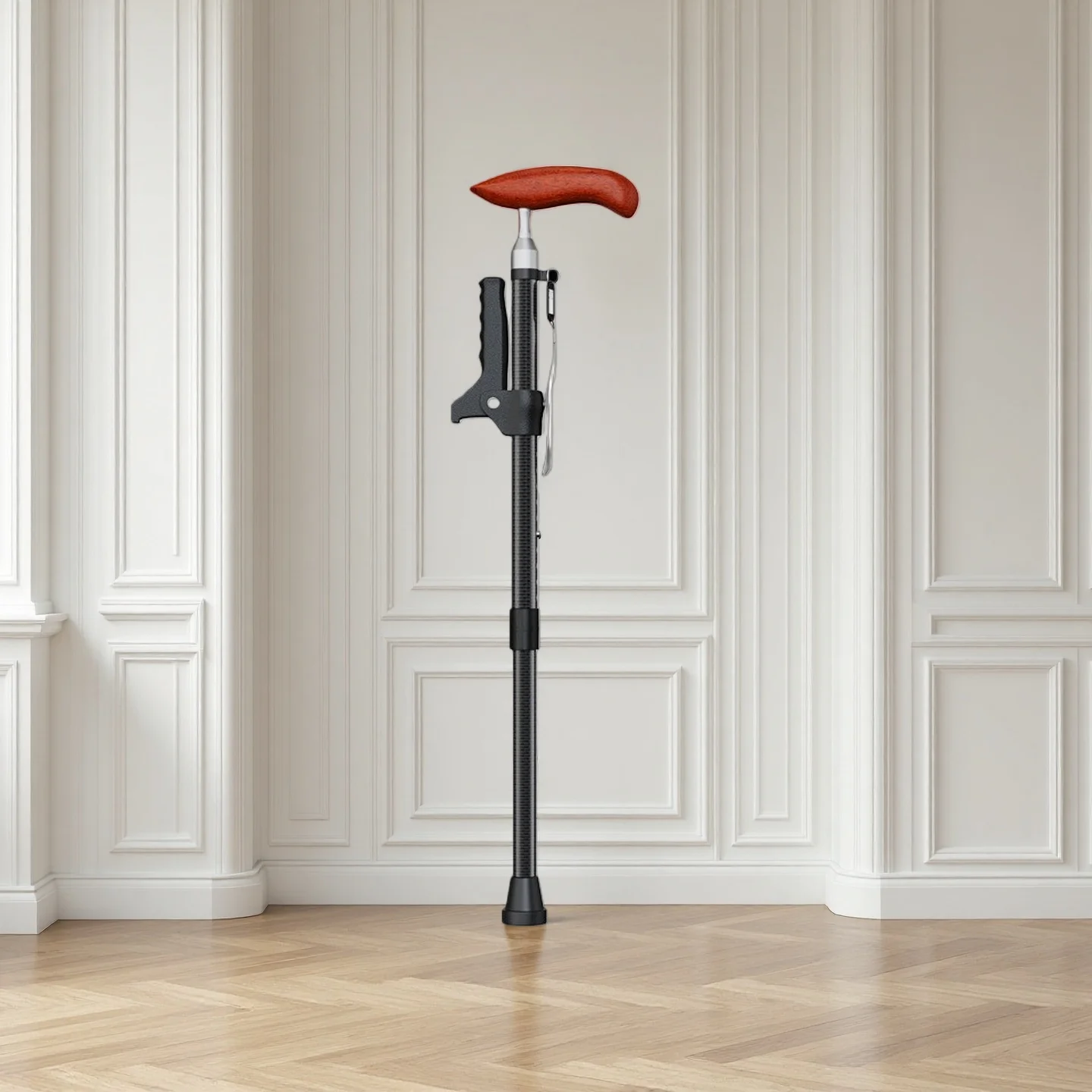 

Carbon Fiber Cane Customizable DIY Four Legged Ten Level Adjustable Height Anti Slip Rehabilitation Therapy Supplies 400 Lb Load