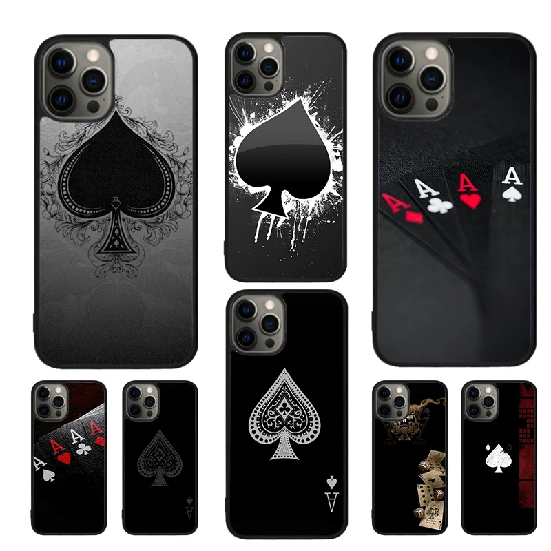 Ace of Spades Poker Phone Case For iPhone 16 15 14 11 12 13 mini Pro  XR XS MAX Plus coque Cover Shell