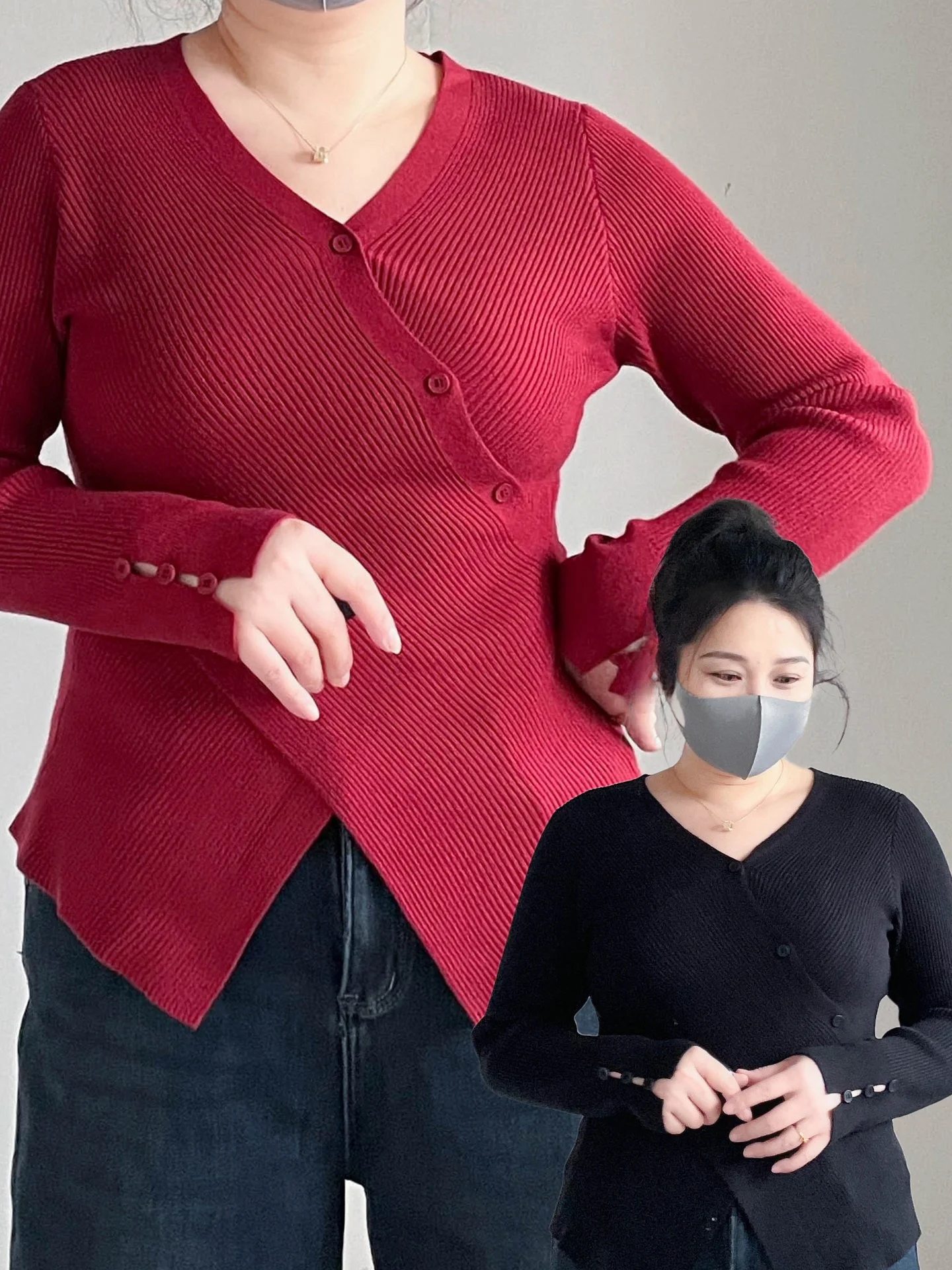 

Вязаная базовая кофта больших размеров, модная, скрывающая живот, с эффектом похудения, зимняя, для женщин