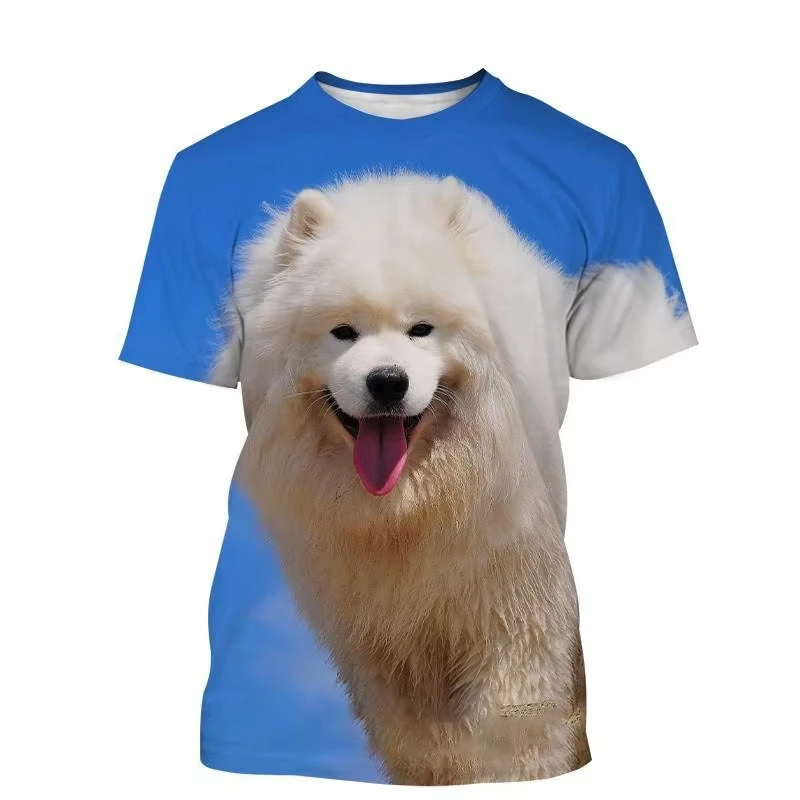 

Футболки Samoyed с принтом собаки, мужские и женские повседневные футболки большого размера с коротким рукавом, Детские футболки, топы, одежда