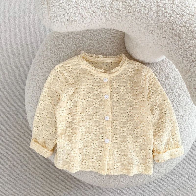 Autumn new baby clothing, soft set for 0-3 year old female baby, flower jacquard knitted long sleeved top+bread pants