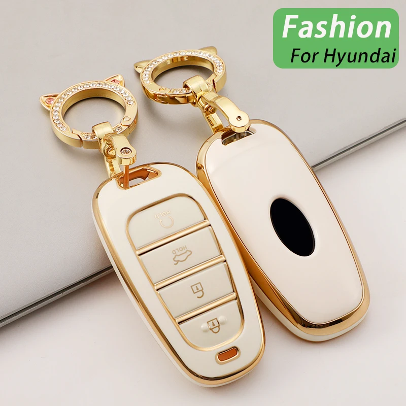 Xe Ô Tô TPU Móc Khóa Bao Da Ốp Lưng Cho Xe Hyundai Tucson Solaris Sonata Lai NEXO NX4 Santafe Dn8 4 5 7 Nút 2020 -2022 Phụ Kiện