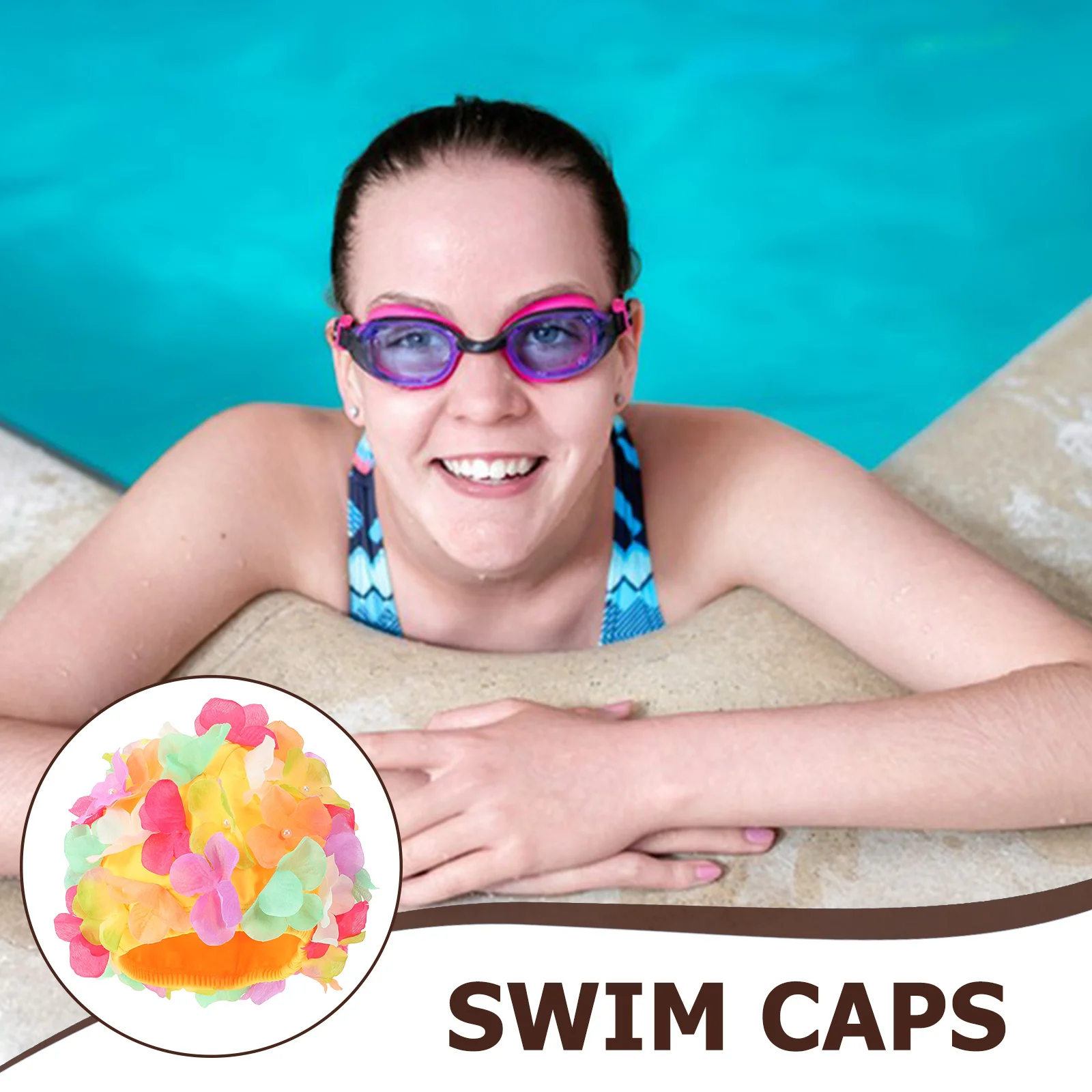 

Flower Pearl Swimming Cap Nylon Durable Swim Hat for Women Lightweight Stretchy Hair Protection Swim Caps for Women Swimming