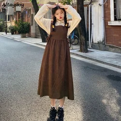 Women Sets Retro Elegant Young College Simple Mid-calf Korean Style Spring New Design Clothing Loose Casual Fashion Lovely Cute