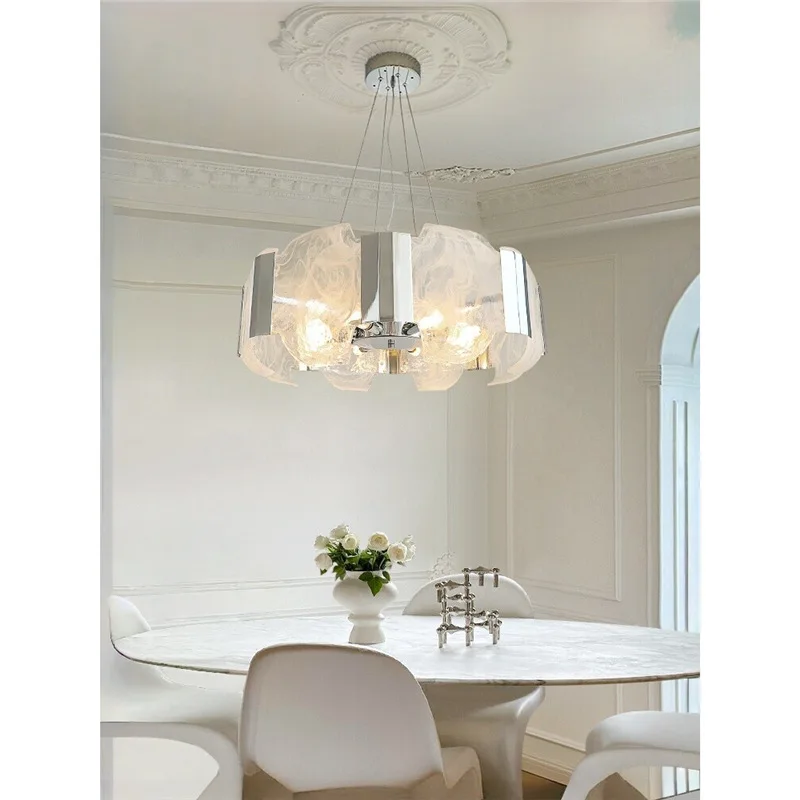 French Cloud Glass Led Pendant Light For Home Decoration Living Room Bedroom Bar Counter Dining Room Staircase Lighting Fixtures