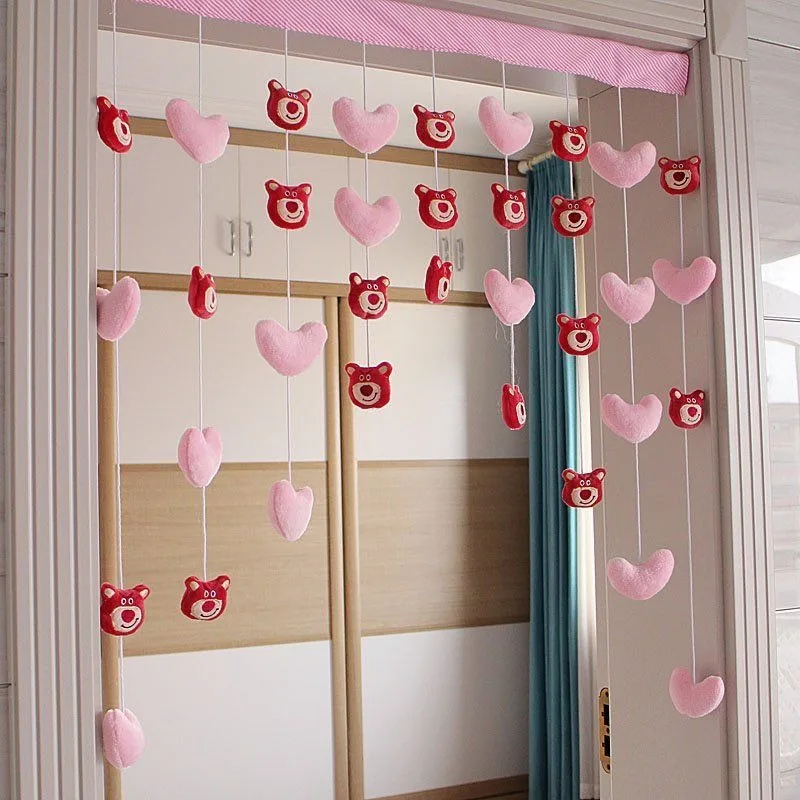 

Disney Lotso высокая цветовая стоимость креативная девушка сердце клубника медведь дверная занавеска мультфильм милая короткая занавеска новая кухонная занавеска