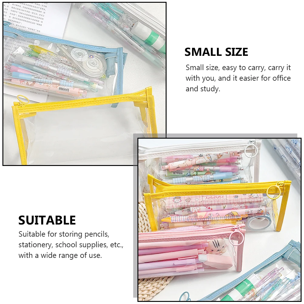 

2Pcs PVC Stationery Bags High Capacity Durable Lightweight Pencil Case For Study Travel School Supplies Storage