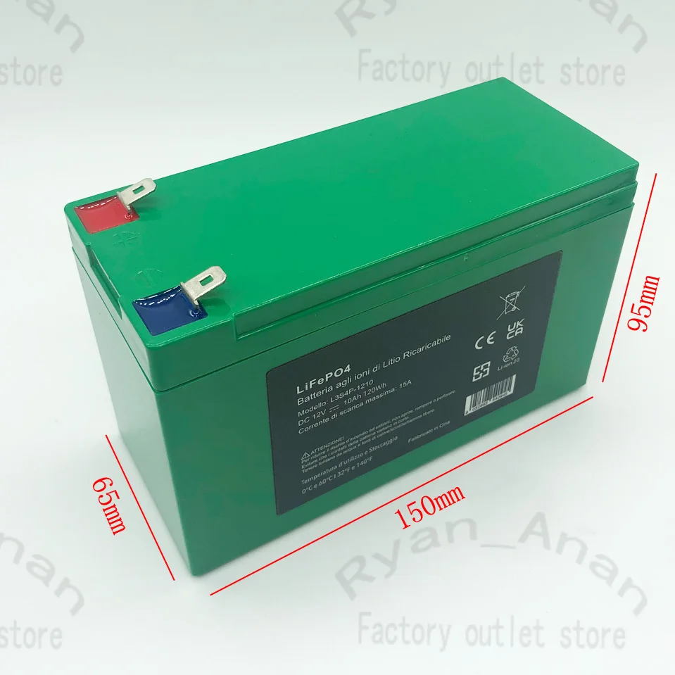 L3S4P-1210 12V 10Ah Lithium LiFePO4 Deep Cycle Battery,for Solar/Wind Power,Small UPS,Lighting,Power Wheels,Fish Finder and More