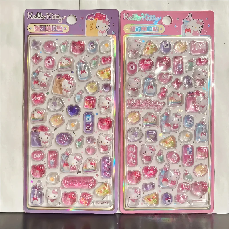 

2 шт., милые 3d тисненные наклейки с пузырьками «Hello Kitty», мультяшные Куроми, в форме драгоценного камня, милые многофункциональные декоративные наклейки «сделай сам», подарок