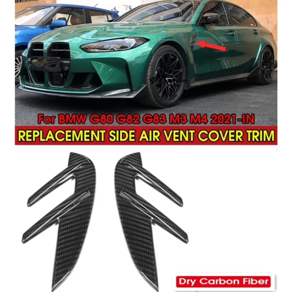 

Dry Carbon Fiber Replacement Side Fender Cover for BMW G80 G81 G82 G83 M3 M4 2021-IN Side Air Intake Vents Cover Trim