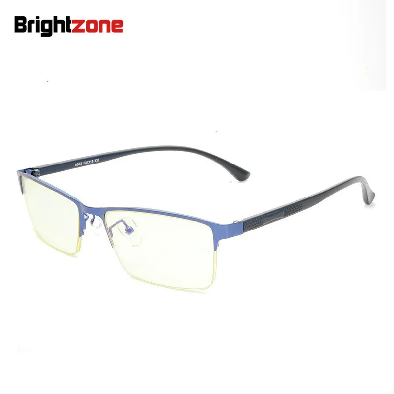 Brightzone New Pattern Metal Half Rim Blue Light Blocking Indoor Computer Goggles Optician Spectacle Frame Plain Eyewear Glasses