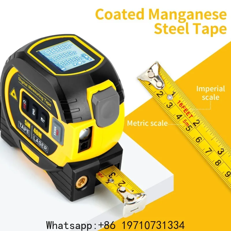 Digital Laser Rangefinder 3in1 40M/60M Distance Meter 5M Electronic Ruler LCD Backlight for Building DIY Measure