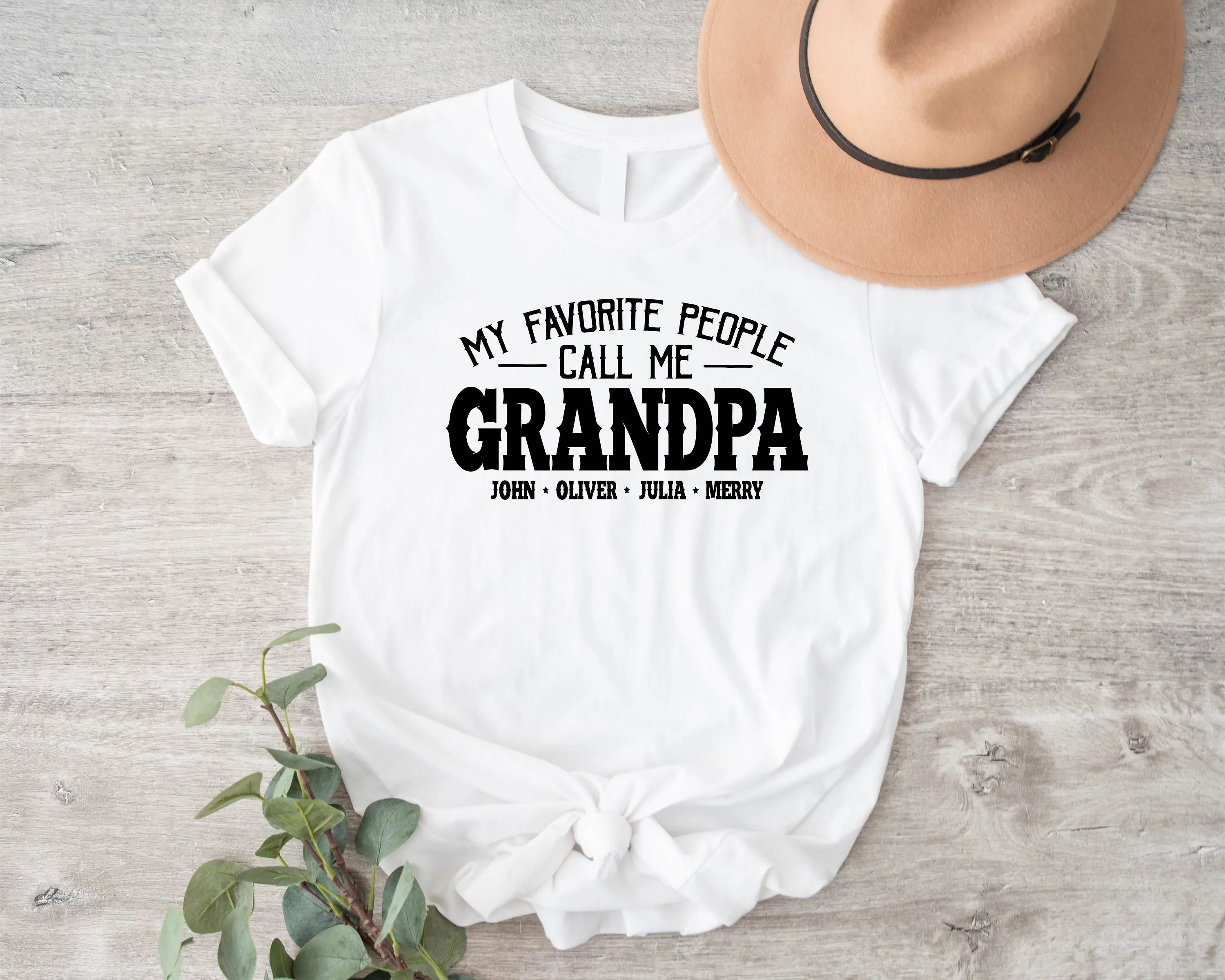 Personalized My Favorite People Call Me Grandpa T Shirt Grandchildren Names Loves Western Country SweaT