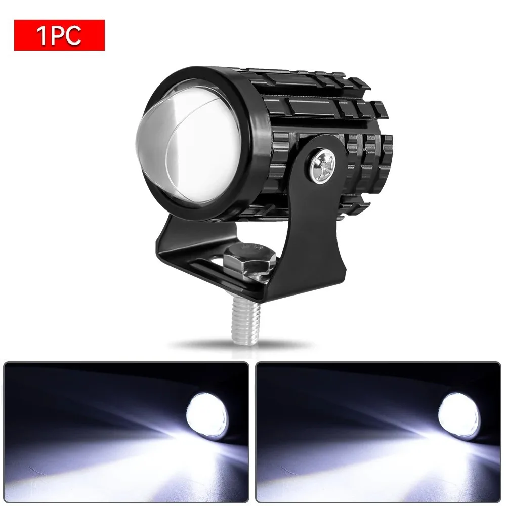 

Двухцветная мотоциклетная светодиодная фара, универсальная с переключателем, вспомогательный прожектор, лампа, мини-проектор, 12 В, дальнее освещение