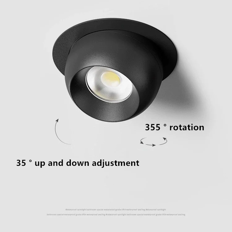 Round 355 Angle Rotate Dimmable LED COB Recessed Downlight 7W 9W 12W Ceiling Spot Light Pic Background For Indooor Living Room