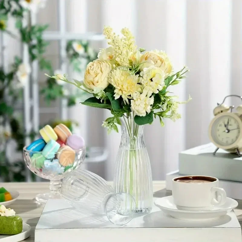 

2026-Plastic stripes vases transparent diy florals arranging crafts holiday home decor suitable for table decor Flower bottle