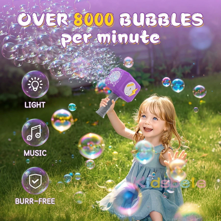 Bubble Hammer Toy Bubble Wand Toy with Light and Music Interactive Bubble Blower 2024 Bubble Gun Toy