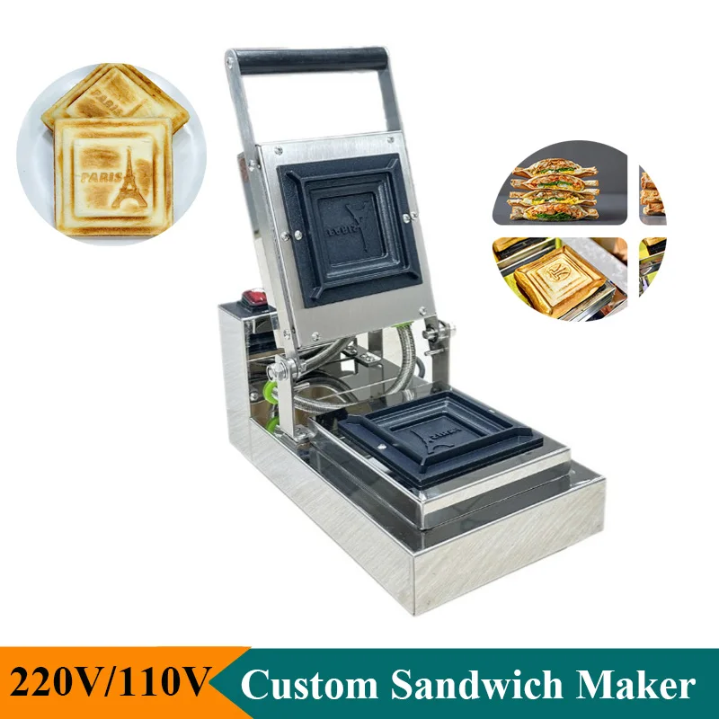 Stainless Steel Square Sandwich Bread Making Machine Electric Custom Pattern Sandwich Maker Press Machine Household Commercial