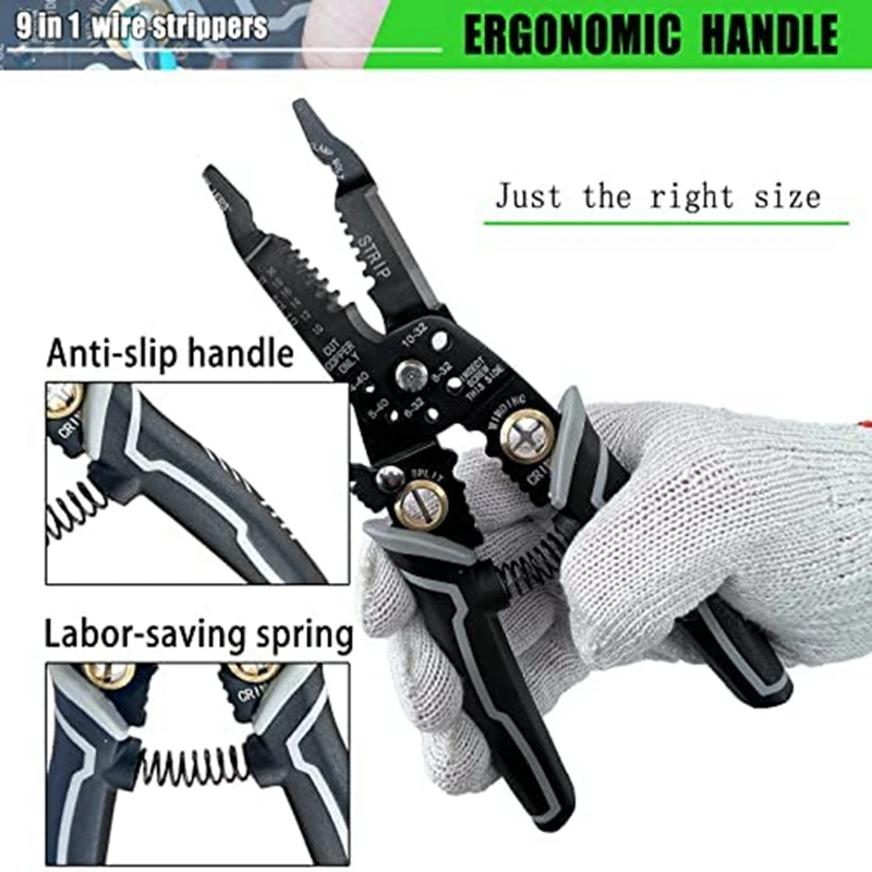 9 In 1, 8 Inch Wire Cutting Tool Parts For Wire Stripping Cutting With Wire Splitting And Winding Function