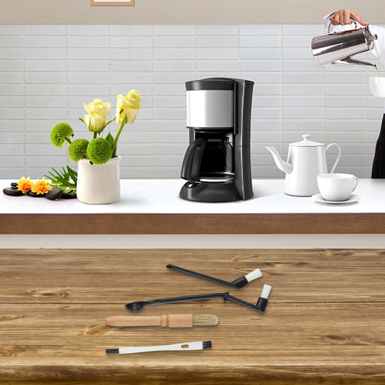 พลาสติกเหมาะสำหรับแปรงทำความสะอาดที่บดกาแฟเครื่องชงกาแฟเครื่องชงกาแฟและเครื่องชงกาแฟ